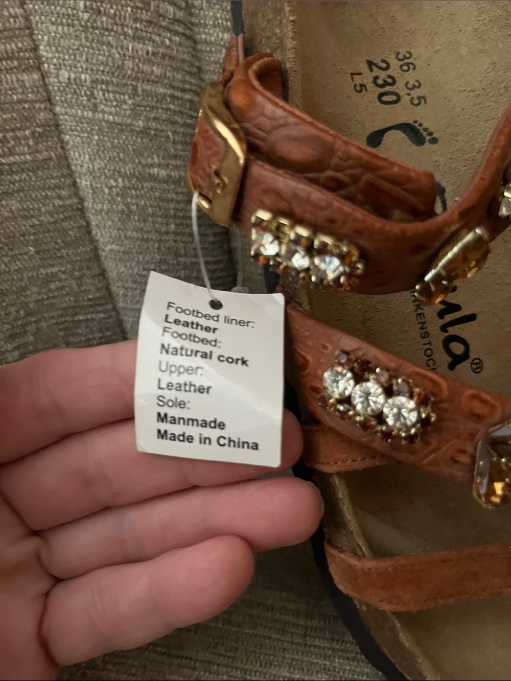 Birkenstock Brown Embellished Leather Sandals - Picture 2 of 2